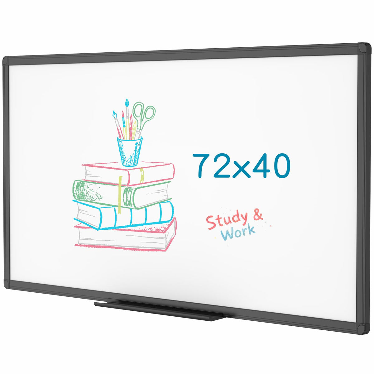VIZ-PRO Magnetic Dry Erase White Board, 36 X 24 Inches, Black Aluminium Frame