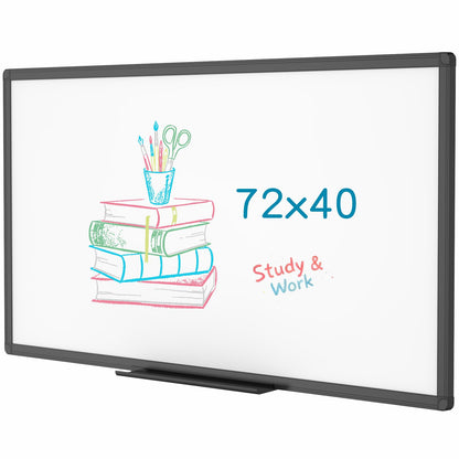 VIZ-PRO Magnetic Dry Erase White Board, 36 X 24 Inches, Black Aluminium Frame
