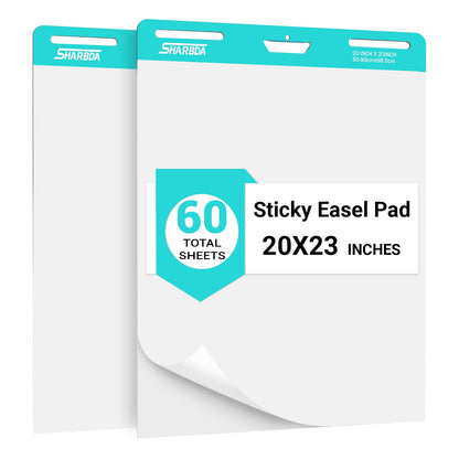 Sticky Easel Pad, 25 * 30 inch,Self-Stick Flip Chart Paper, Super Adhesive & Bleed-Resistant,Micro-Perforated Tear,Classroom Teacher Office Presentation Pads,6 Pads/Pack,180 Sheets