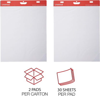 Universal 35603 Self Stick Easel Pads, Unruled, 25 x 30, White, 30-Sheet Pads (Case of 2 Pads)
