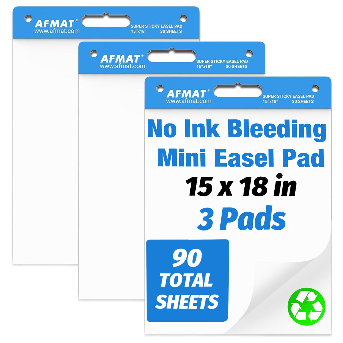 AFMAT Upgraded Anchor Chart Paper, 20 in x 23 in Chart Paper for Teachers, Super Sticky Easel Pads for Office/Classroom/Whiteboard/Wall, Ink Bleed-Through Resistant Easel Paper, 30 Sheets/Pad, 3 Pads