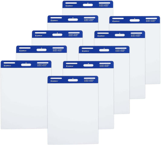 Comix Sticky Easel Pad, 25 x 30 Inch Flip Chart, 30 Sheets/Pad, 10 Pads