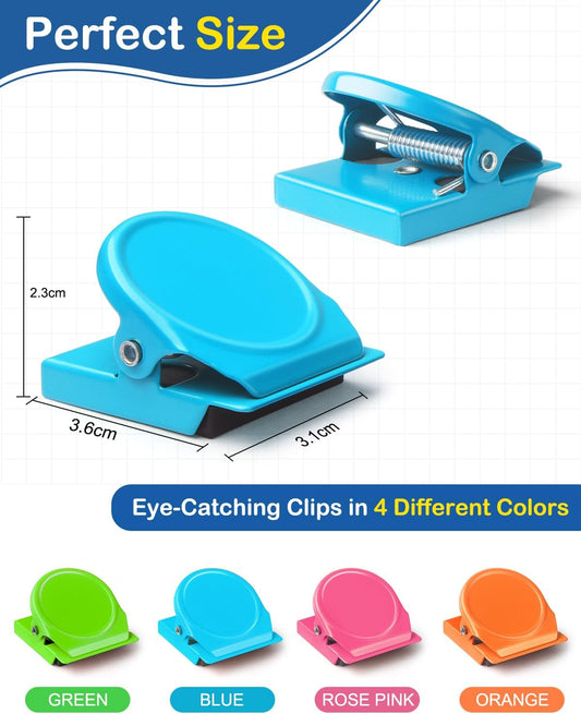 VICNOVA Magnetic Clips, 24 Pieces Magnetic Metal Chip Clips Fridge Magnets Refrigerator Whiteboard Locker Magnets Heavy Duty Clip Classroom Organization Teacher Must Haves School Supplies Accessories