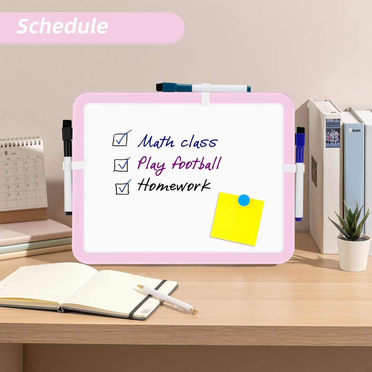 VUSIGN Magnetic Dry Erase Board, 8.5 x 11 Inches White Board, Pink