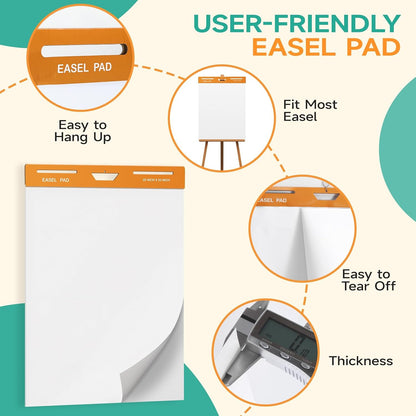 40 Sheets/Pad 25 x 30 Inches Large Self Stick Flip Chart Paper, 2 Pads/Pack