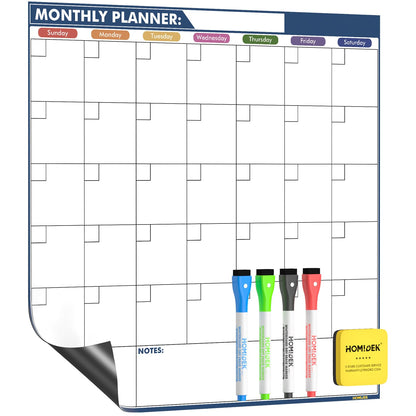 HOMiDEK Magnetic Dry Erase Calendar for Refrigerator: Fridge Whiteboard Calendar Magnet Monthly Planner Family Planning Board with Dry Erase Markers & Eraser - 14 x 11 Inches