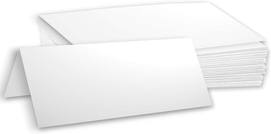 Hamilco White 80lb Cover Heavy 3.5x11 Tent Place Cards for Weddings (100PK)