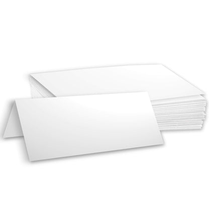 Hamilco White 80lb Cover Heavy 3.5x11 Tent Place Cards for Weddings (100PK)