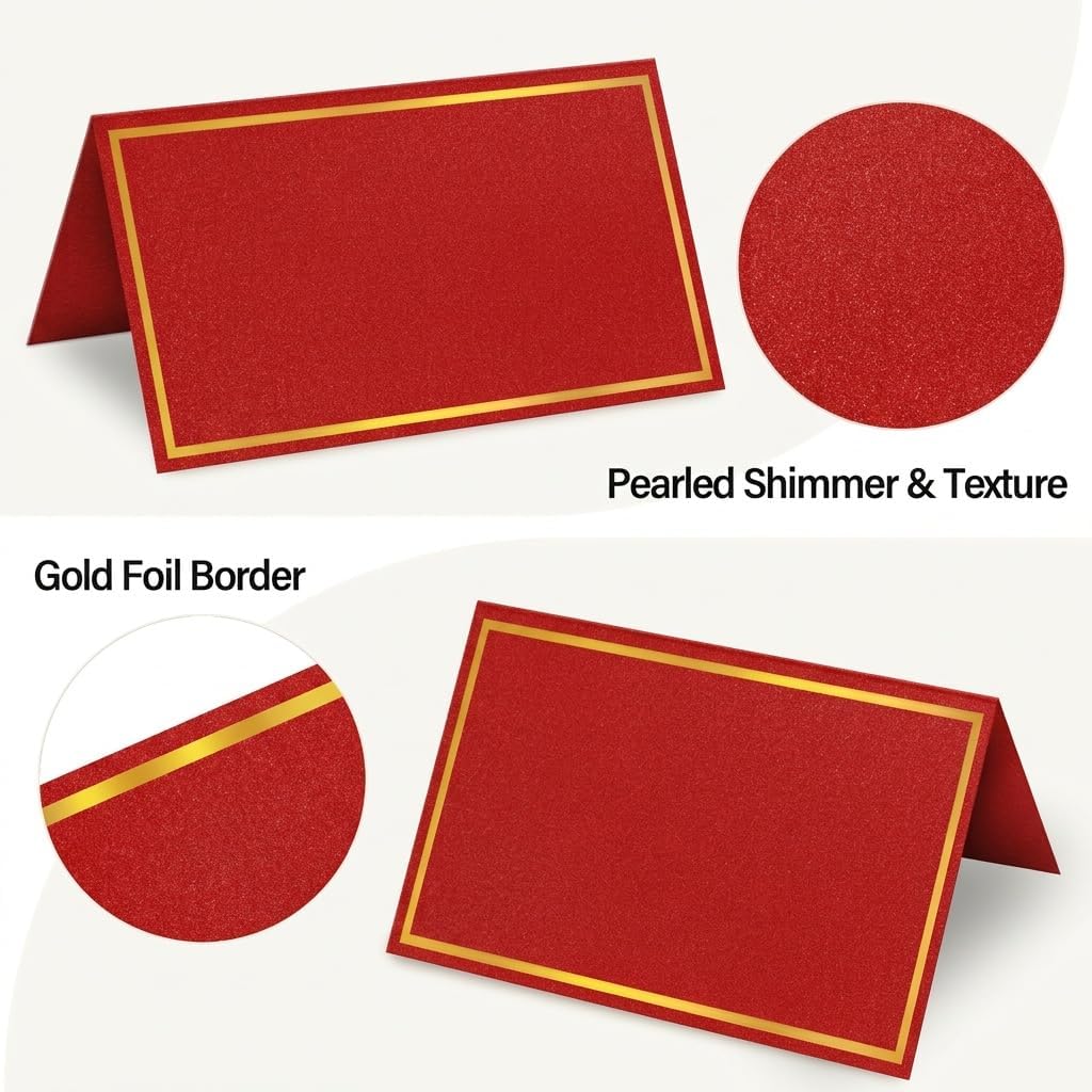 Place Cards for Table Setting,250g Premium Tent Cards, Red
