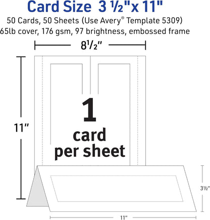 Avery Printable Tent Cards, 3.5" x 11", Matte White, 50 Place Cards