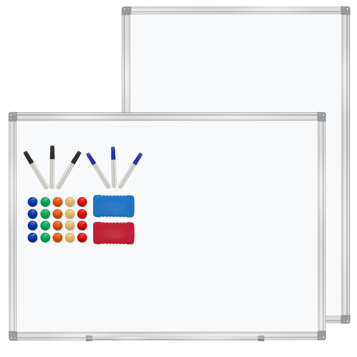 H-Qprobd 3' x 2' Magnetic Whiteboard Large Dry Erase White Board 36"x24" Aluminum Presentation Whiteboard with Long Pen Tray, 6 Markers, 2 Erasers &12 Magnets