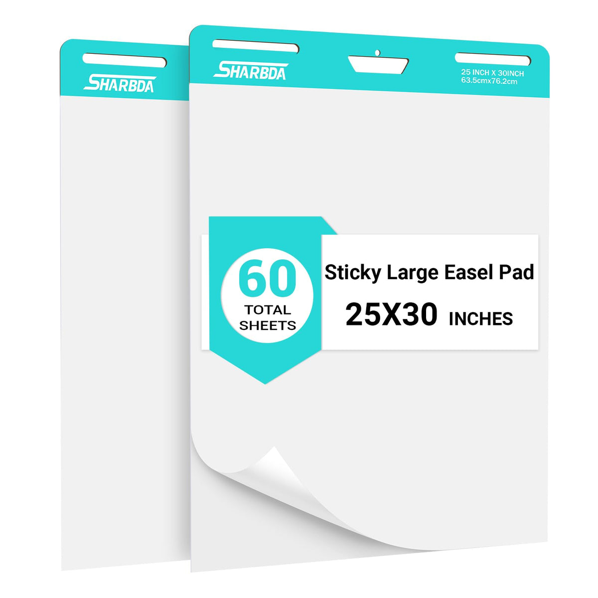 Sticky Easel Pad, 25 in x 30 in,Flip Chart, Chart Paper for Teachers, Large Self-Stick Easel Paper,Super Sticky & Bleed-Resistant,30 Sheets/Pad,10 Pads