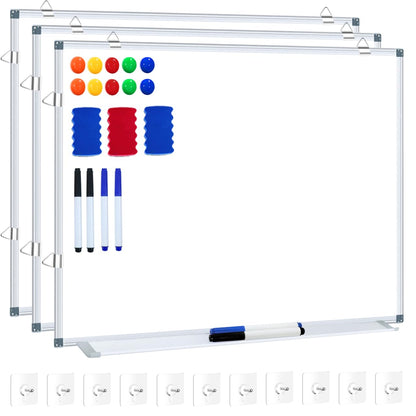 H-Qprobd 3' x 2' Magnetic Whiteboard Large Dry Erase White Board 36"x24" Aluminum Presentation Whiteboard with Long Pen Tray, 6 Markers, 2 Erasers &12 Magnets