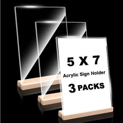 30 PCS Small Acrylic Sign Holder 3.5" x 2", Mini Acrylic Food Sign Labels for Party Buffet, Retail Price Display Holder, Clear Plastic Table Counter Top Stand for Place Cards, Name Card, Wedding Signs