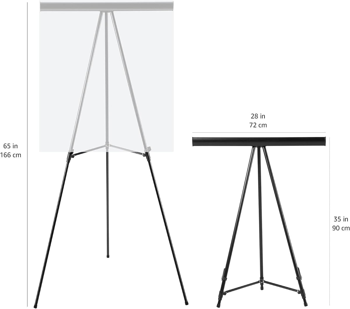 Amazon Basics High Boardroom Aluminum Flipchart Whiteboard and Display Easel Stand with Adjustable Height Telescope Tripod, 35 x 2 x 28 Inches, Black