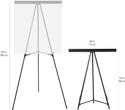 Amazon Basics High Boardroom Aluminum Flipchart Whiteboard and Display Easel Stand with Adjustable Height Telescope Tripod, 35 x 2 x 28 Inches, Black