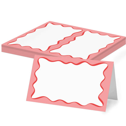 Green Striped Place Cards, Watercolor Tent Cards for Table Settings