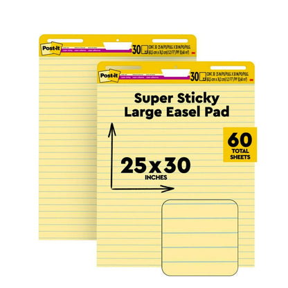Post-it Super Sticky Easel Pad, 25 x 30 in, Yellow Lined, 2 Pads