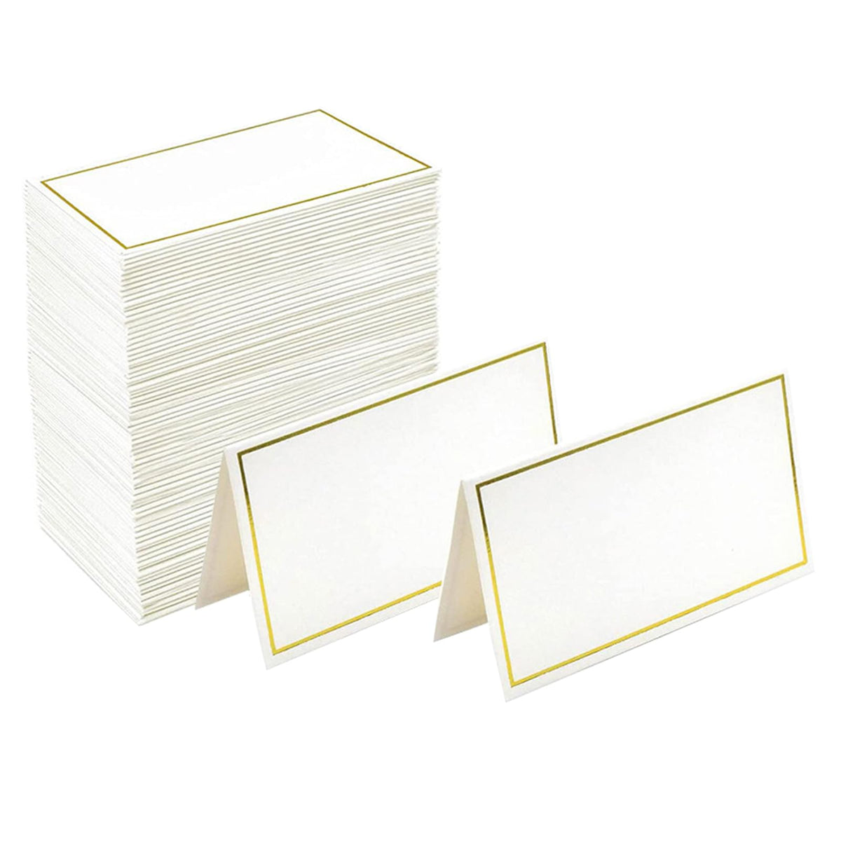 50‑Pack Tent Place Cards, Silver Edge 3.3×2.01in Table Name Cards