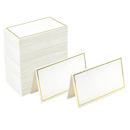50‑Pack Tent Place Cards, Silver Edge 3.3×2.01in Table Name Cards