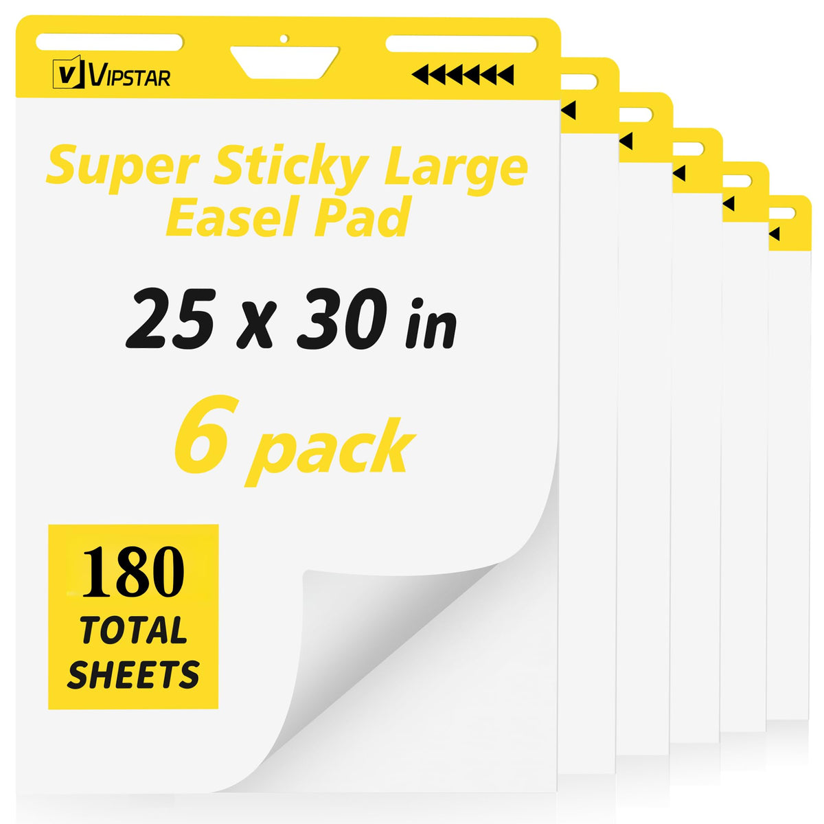 VIPSTAR Sticky Easel Pad, 25 x 30 in, Flip Chart Paper for Teachers, 6 Pads
