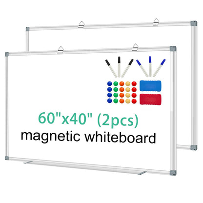 H-Qprobd 3' x 2' Magnetic Whiteboard Large Dry Erase White Board 36"x24" Aluminum Presentation Whiteboard with Long Pen Tray, 6 Markers, 2 Erasers &12 Magnets