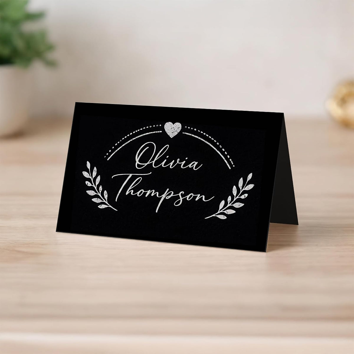 96 Pack Mini Place Cards 3.5” x 2” – Folded Table Tent Cards, 80lb Cover – Blank Printable Name Cards for Weddings, Parties, Events & Food Labels (Black)