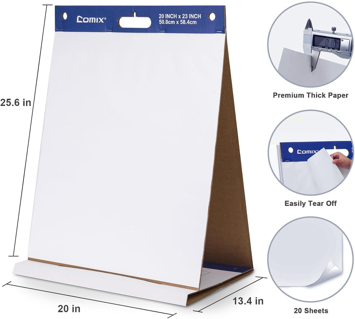 Comix Tabletop Easel Pads, 20 x 23 In Flip Chart, 20 Sheets/Pad, 2 Pads