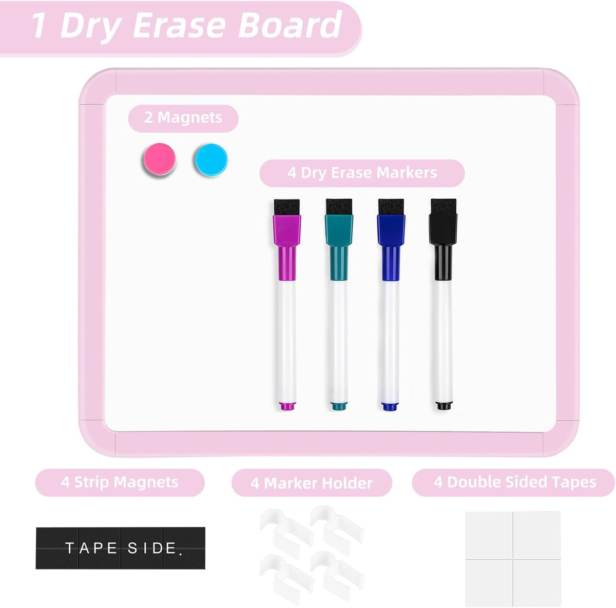 VUSIGN Magnetic Dry Erase Board, 8.5 x 11 Inches White Board, Pink