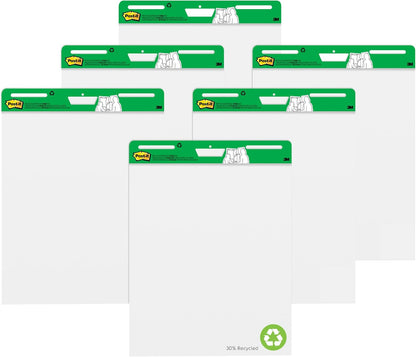 Post-it Easel Pad made with Recycled Paper, 25 in x 30 in, White, 30 Sheets/Pad, 6 Pads/Pack, Great for Virtual Teachers and Students (559RP-VAD6)