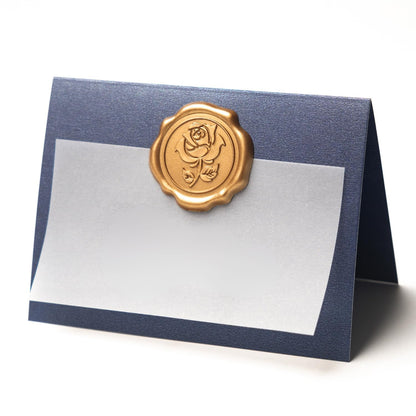 25 Pack Name Cards for Table Setting, Printable Place Cards with Antique Gold Rose Wax Seal Sticker for Wedding, Table Tent Card Stock Decor for Party, Dinner, Home(Pearlized Champagne Gold)