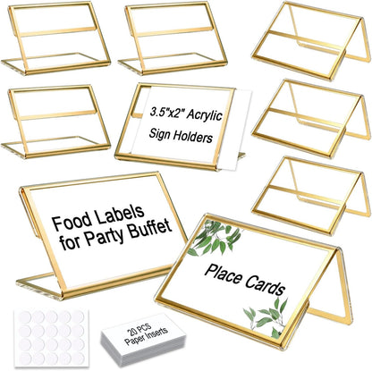 20pcs Food Labels for Party Buffet, 3.5"x2"Acrylic Sign Holder,Place Cards