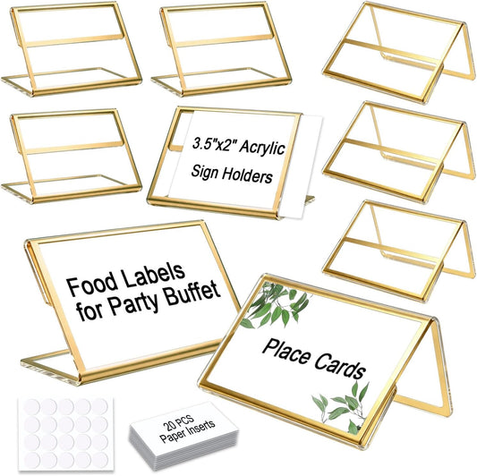 20pcs Food Labels for Party Buffet, 3.5"x2"Acrylic Sign Holder,Place Cards