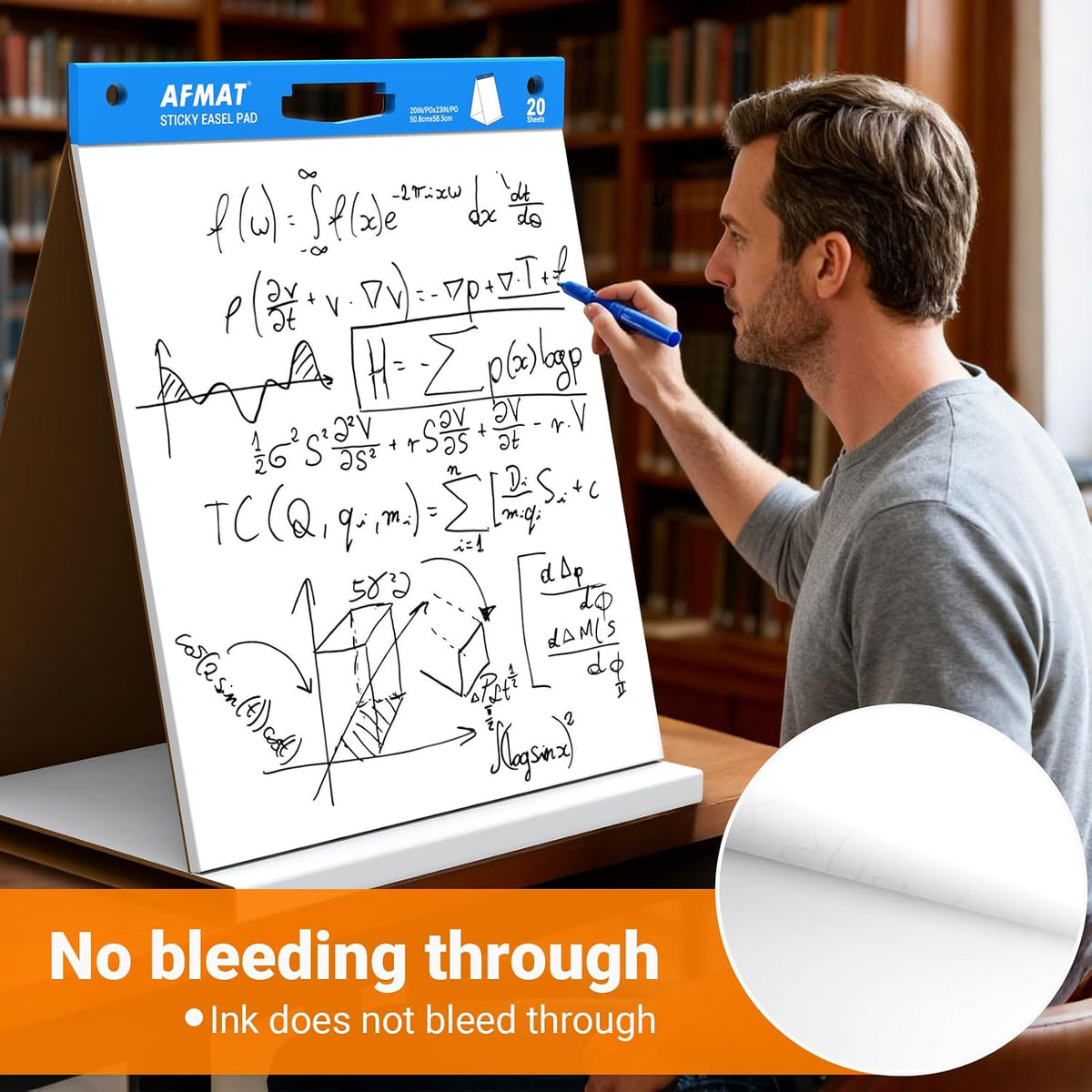 AFMAT Tabletop Sticky Easel Pad & Dry Erase Board 2 in 1, 20 x 23 in Portable Easel Stands for Teachers, Super Sticky & Bleed-Resistant, Ideal for Meetings/Training/Presentation, 20 Sheets/Pad, 6 Pads