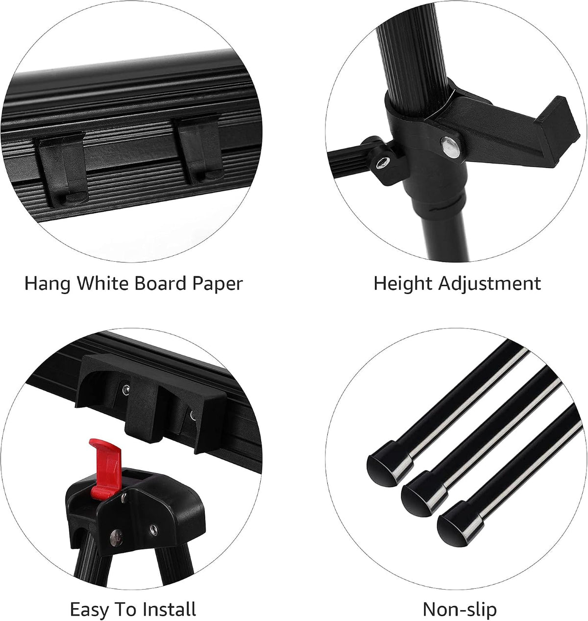Amazon Basics High Boardroom Height Adjustable Flipchart Whiteboard and Display Easel Stand for Paper Pads and Signage, Portable, Collapsible Telescope Tripod, 37 x 18 x 28 in, Black