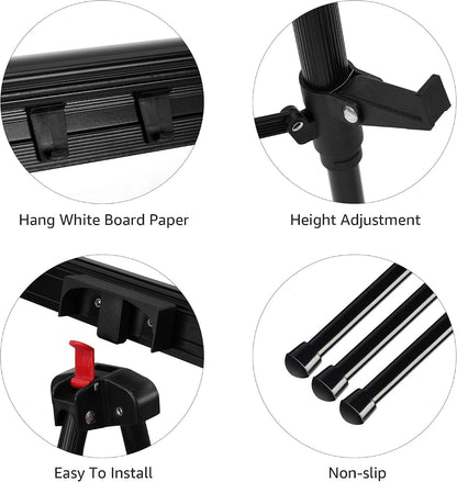 Amazon Basics High Boardroom Height Adjustable Flipchart Whiteboard and Display Easel Stand for Paper Pads and Signage, Portable, Collapsible Telescope Tripod, 37 x 18 x 28 in, Black