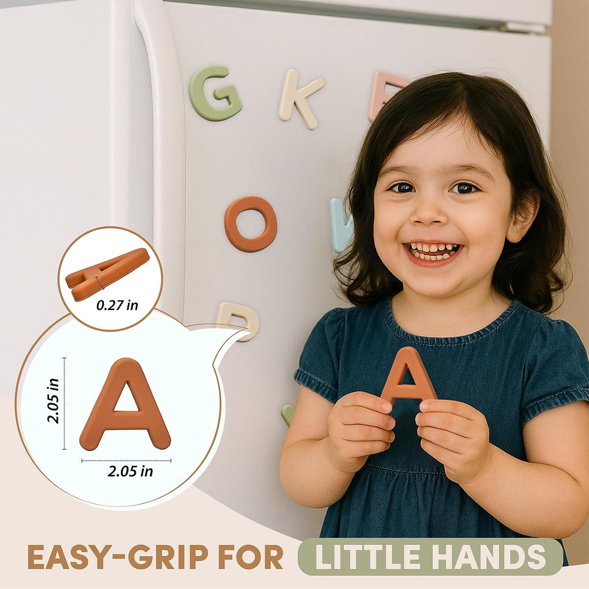JoyCat Soft Silicone Magnetic Alphabet Letters, 26 Uppercase (Muted Color)