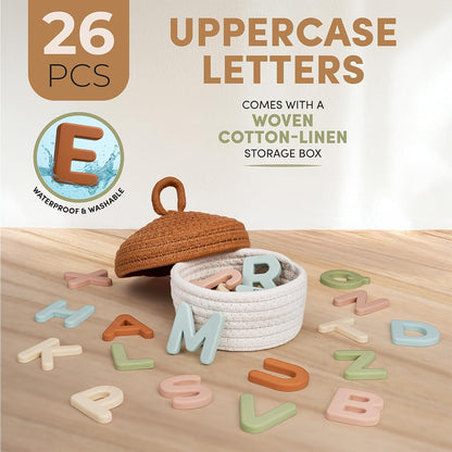 JoyCat Soft Silicone Magnetic Alphabet Letters, 26 Uppercase (Muted Color)