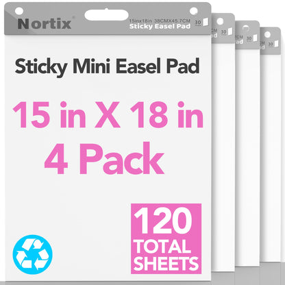 Nortix Flip Chart Paper, Sticky Easel Pads, Chart Paper for Teachers,Super Adhesive & Bleed-Resistant, Large Self-Stick Easel Paper for Classroom/Office, 25 x 30 inch, 30 Sheets/Pad, 3 Pads