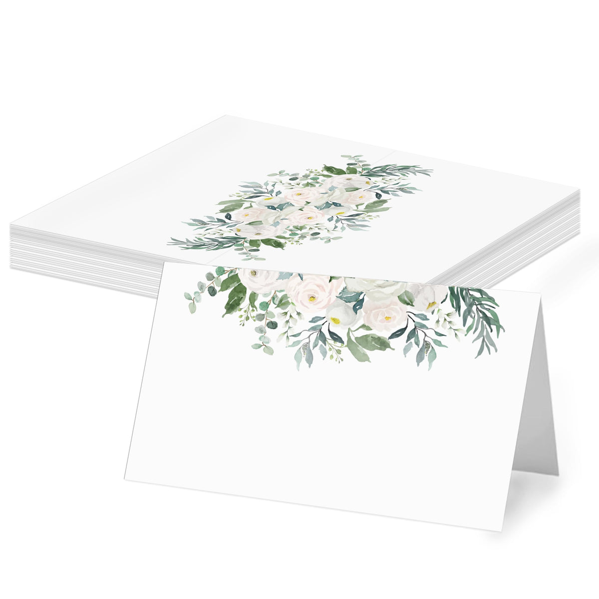 Green Striped Place Cards, Watercolor Tent Cards for Table Settings