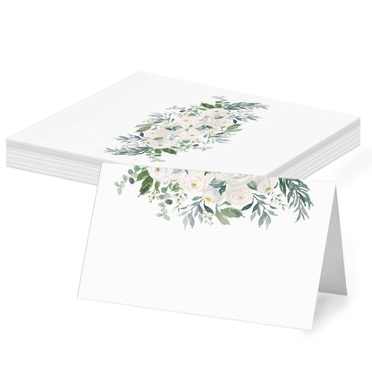 Green Striped Place Cards, Watercolor Tent Cards for Table Settings