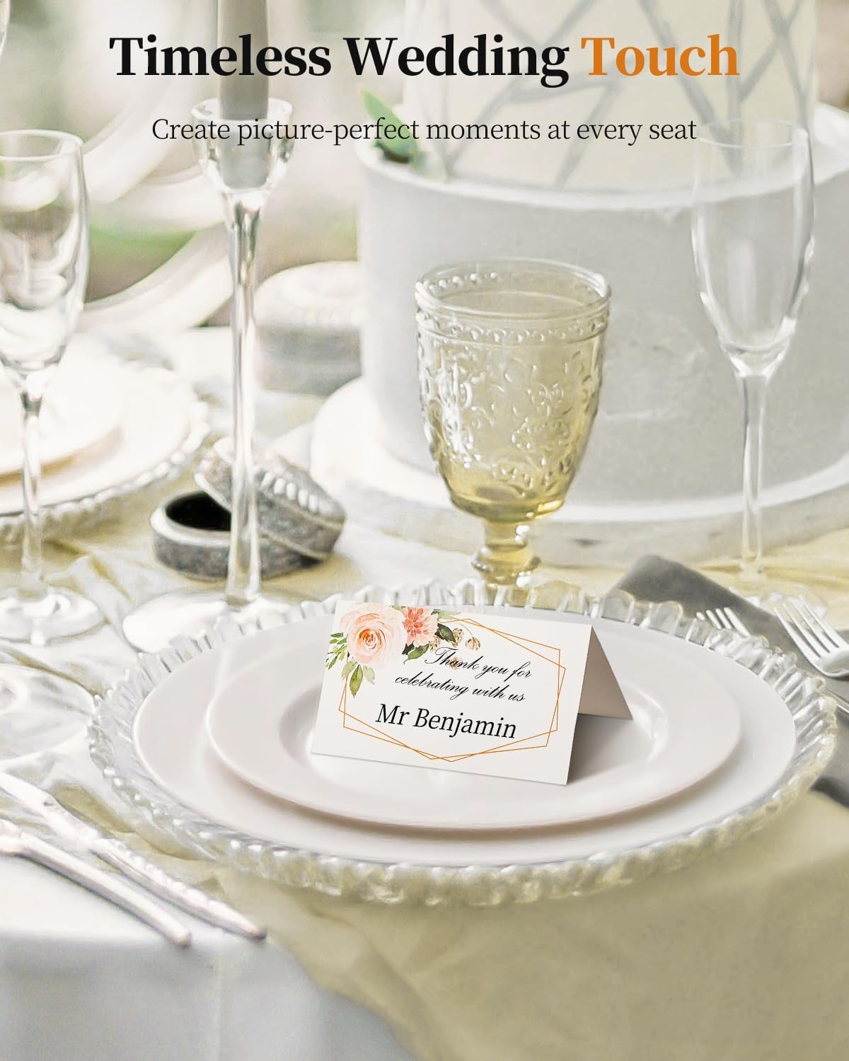 Uniclife 60 Pcs Floral Place Cards for Wedding Buffet Tables