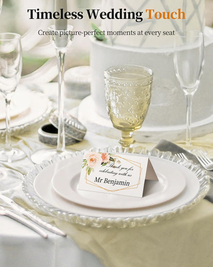 Uniclife 60 Pcs Floral Place Cards for Wedding Buffet Tables