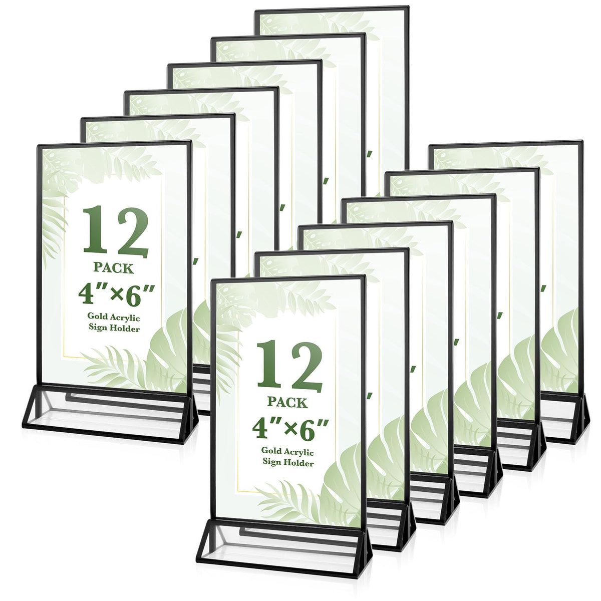 12 Pack Gold Acrylic Sign Holders 4x6 Menu Flyer Holder