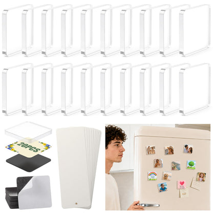 20PCS DIY Rectangle Fridge Magnet Kit,Clear Acrylic Magnets Kit