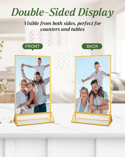 12 Pack Gold Acrylic Sign Holders 4x6 Menu Flyer Holder