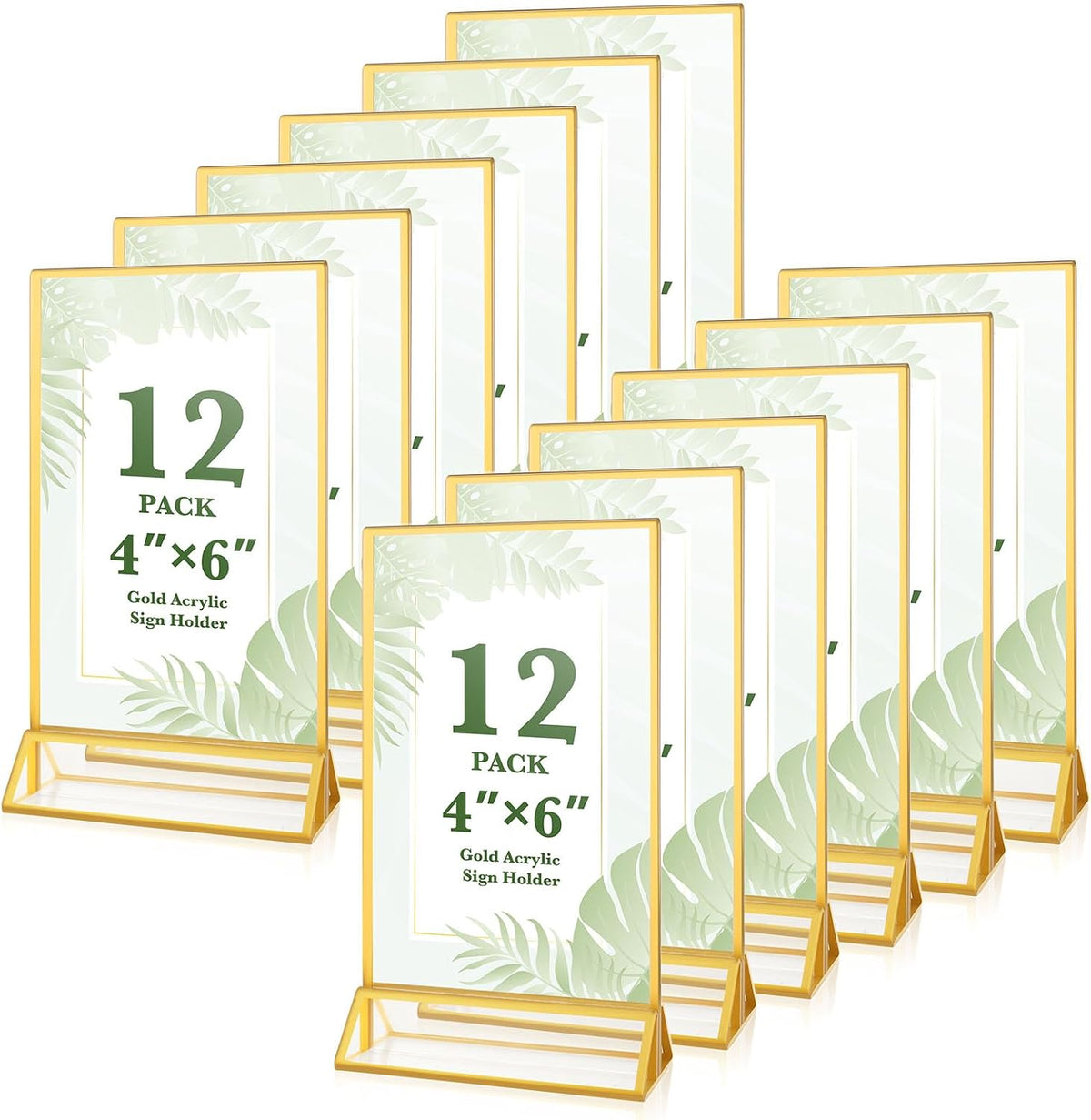 12 Pack Gold Acrylic Sign Holders 4x6 Menu Flyer Holder