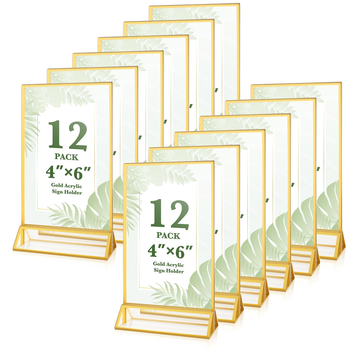 12 Pack Gold Acrylic Sign Holders 4x6 Menu Flyer Holder