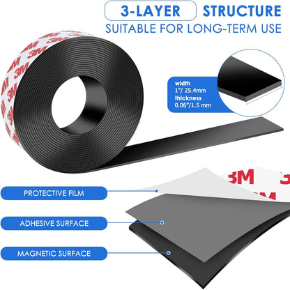 DTLHCNCT Strong Adhesive Magnetic Tape Strip Roll, 1" x 10ft