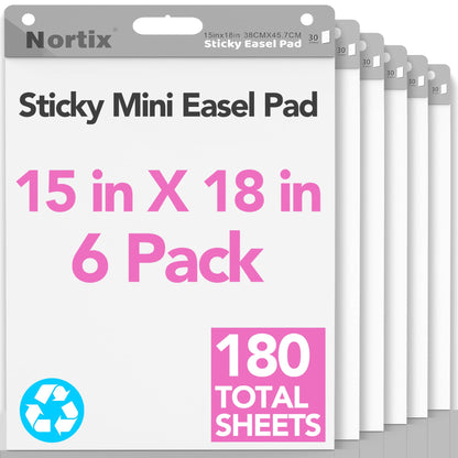 Nortix Flip Chart Paper, Sticky Easel Pads, Chart Paper for Teachers,Super Adhesive & Bleed-Resistant, Large Self-Stick Easel Paper for Classroom/Office, 25 x 30 inch, 30 Sheets/Pad, 3 Pads